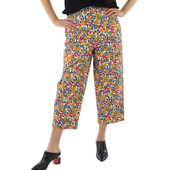 Marni high waisted Multicolour Cropped denim Floral Trousers EUC - Picture 1 of 16